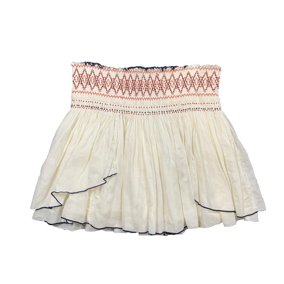 Free People Dresses & Skirts - Free People Skirt Womens S Small Ivory Lip Smocking Good Layered Beaded Mini